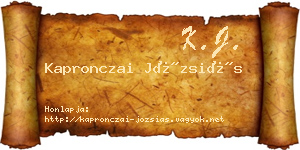 Kapronczai Józsiás névjegykártya
